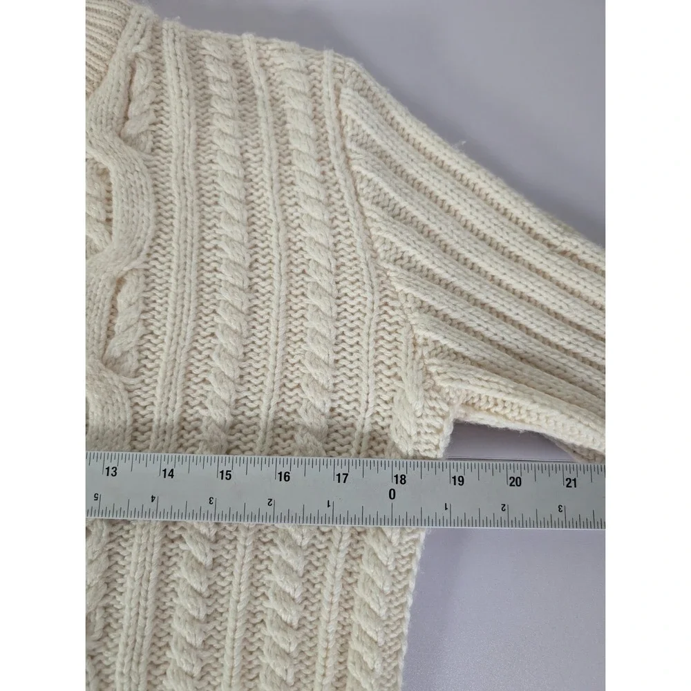 Tory Burch Ivory Cable-Knit Fringe Sweater